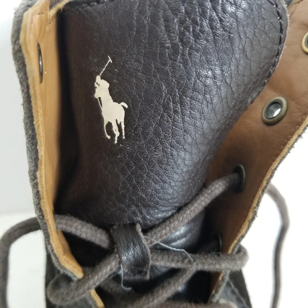 Polo Ralph Lauren Boots 11.5 Declan Leather Water Repellent Outdoor Dark Brown R